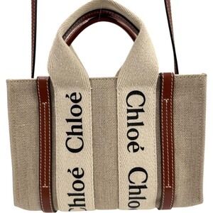 Chloe Handbag Woody Tote Shoulder Bag Beige